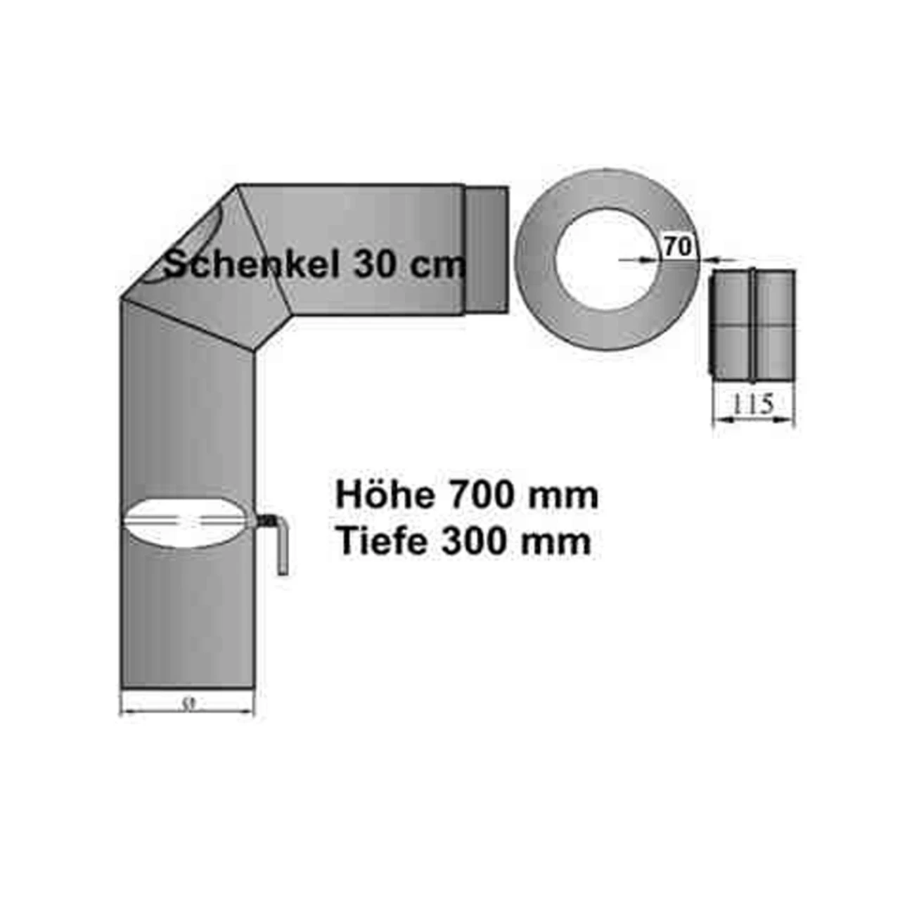 Rauchrohrset 90° Zweimal Abgewinkelt 150mm Ø Mit Kurzen Schenkel 3 Rauchrohrset 90° Zweimal Abgewinkelt 150mm Ø Mit Kurzen Schenkel – Bild 3