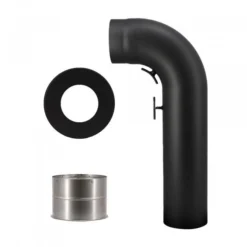 Rauchrohrset 90° Gezogener Bogen 150 Mm Ø Mit Kurzem Schenkel