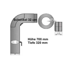 Rauchrohrset 90° Gezogener Bogen 150 Mm Ø Mit Kurzem Schenkel -Viessmann Geschaft 15 KV3S 1280x1280