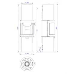 Kaminofen Faro 6KW 180° Panorama Sichtscheibe Champagner -Viessmann Geschaft cera design kaminofen faro masse 1280x1280