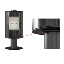 Koza AB/S/N/O/Glass Drehbarer Kaminofen 8kW Rote Kacheln -Viessmann Geschaft koza ab s n o kafel schwarz drehbar 1280x1280