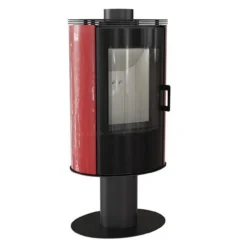 Koza AB/S/N/O/Glass Drehbarer Kaminofen 8kW Rote Kacheln