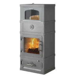 Lotus 2060 Kaminofen Mit Warmhaltefachtür 8kW Grau