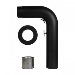 Rauchrohrset 90° Gezogener Bogen 120/130mm Ø Wandrosette Mauermuffe